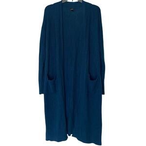 Halogen Open Front Longline Turquoise Cardigan size Small